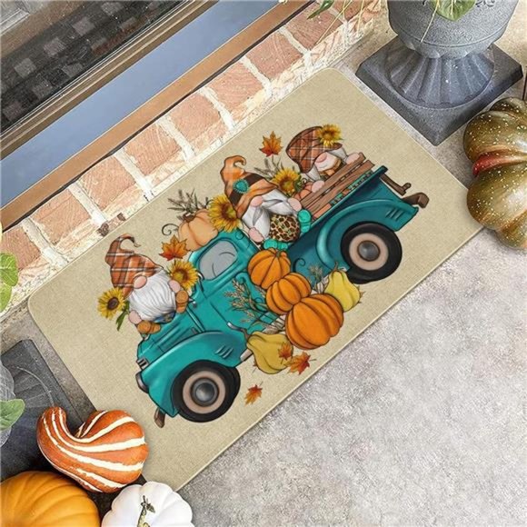 Pumpkin Door Mat Thanksgiving Day & Non Slip Rubber Mat 17" x 30” NWT - Picture 5 of 6